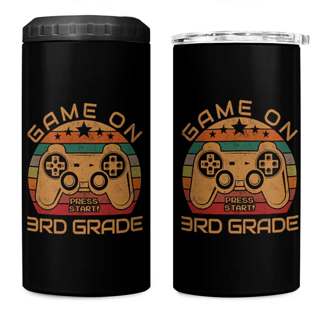 Game On First Day of 3rd Grade 4 in 1 Can Cooler Tumbler Funny Gamer Back to School Kids Gift