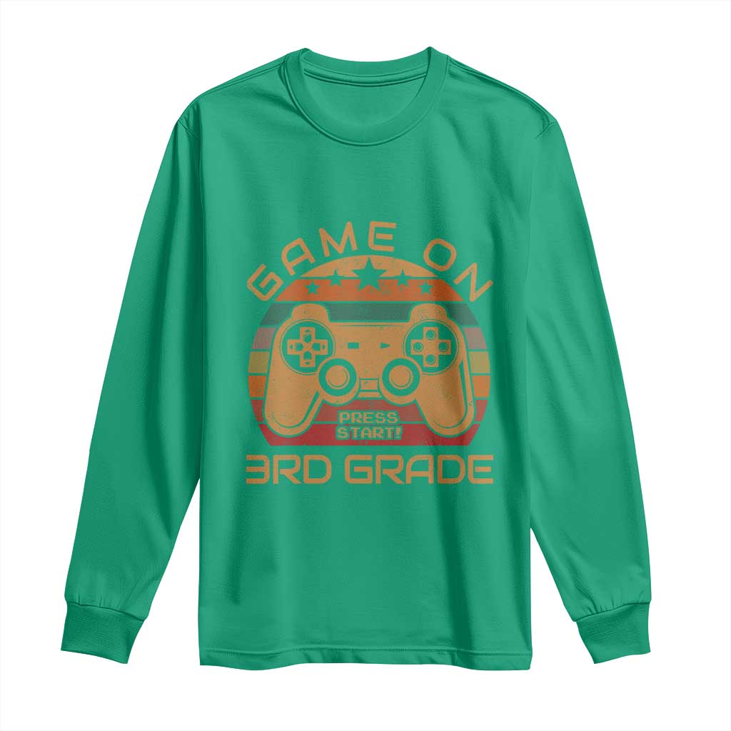 Game On First Day of 3rd Grade Long Sleeve Shirt Funny Gamer Back to School Kids Gift