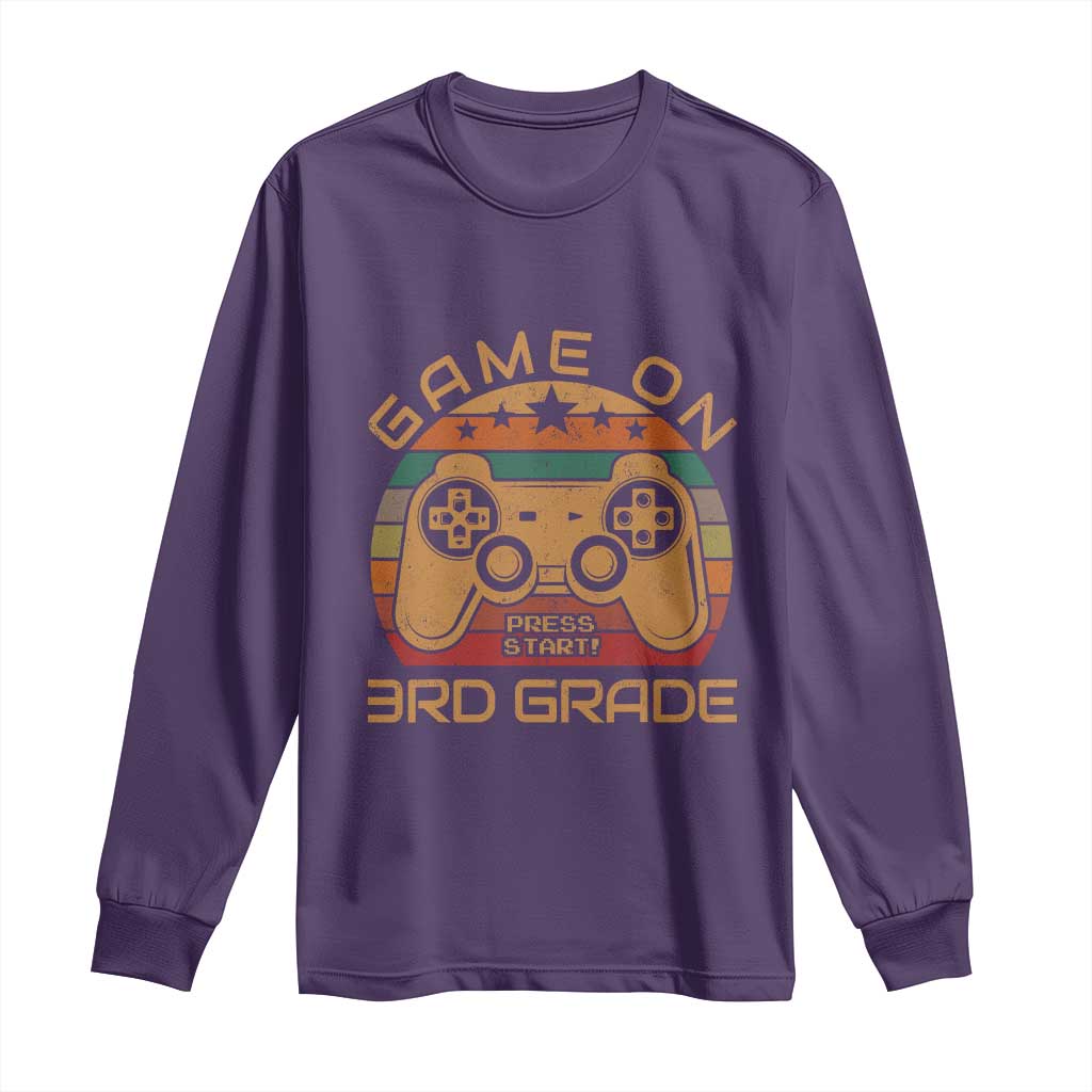 Game On First Day of 3rd Grade Long Sleeve Shirt Funny Gamer Back to School Kids Gift