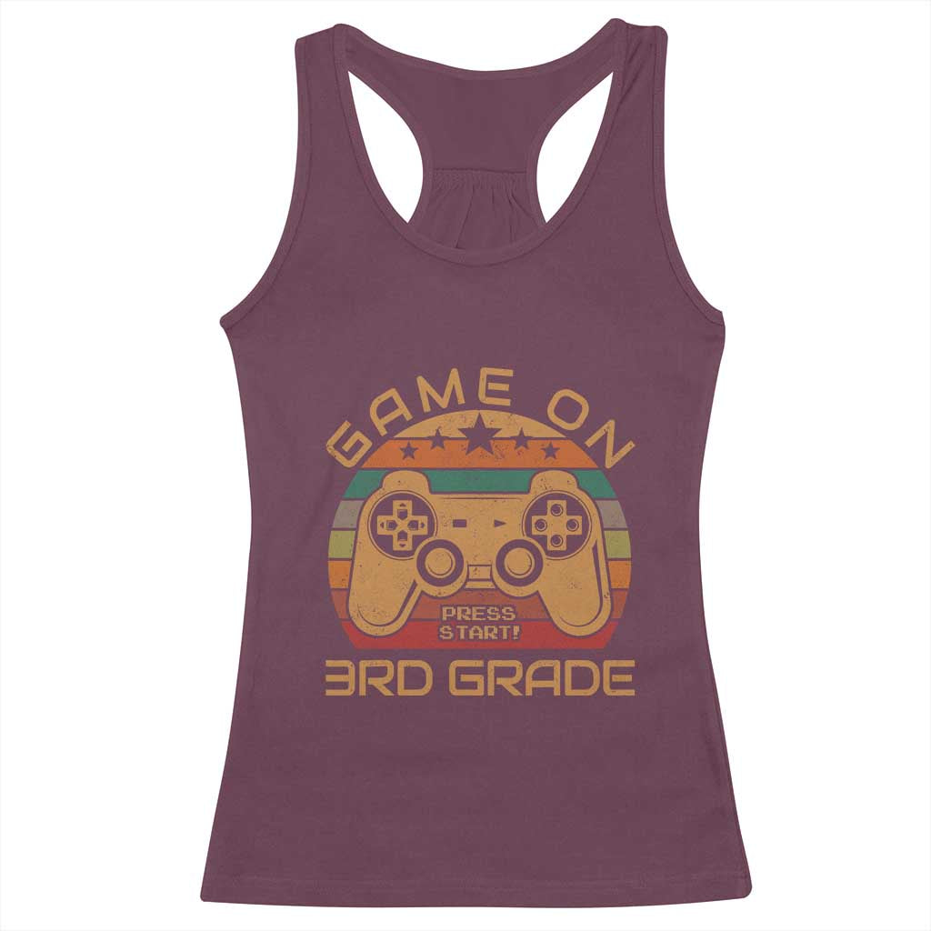 Game On First Day of 3rd Grade Racerback Tank Top Funny Gamer Back to School Kids Gift