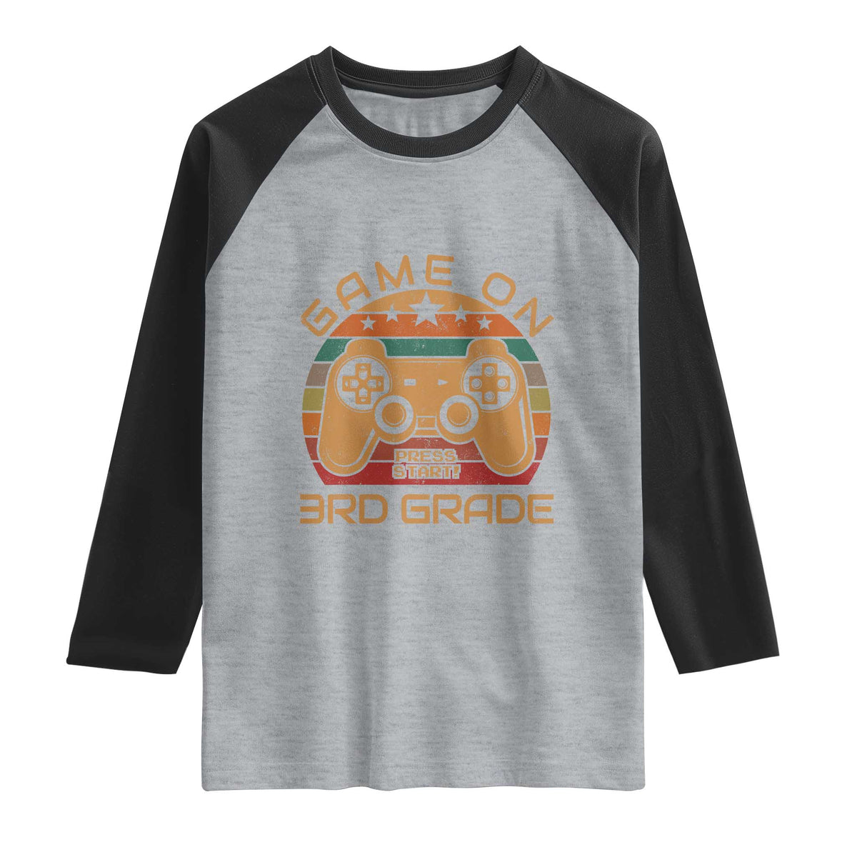 Game On First Day of 3rd Grade Raglan Shirt Funny Gamer Back to School Kids Gift