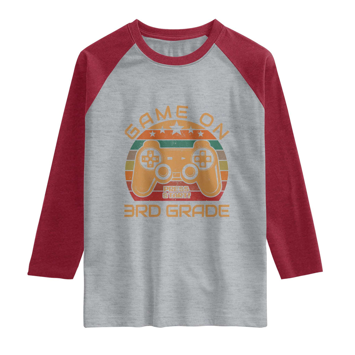 Game On First Day of 3rd Grade Raglan Shirt Funny Gamer Back to School Kids Gift