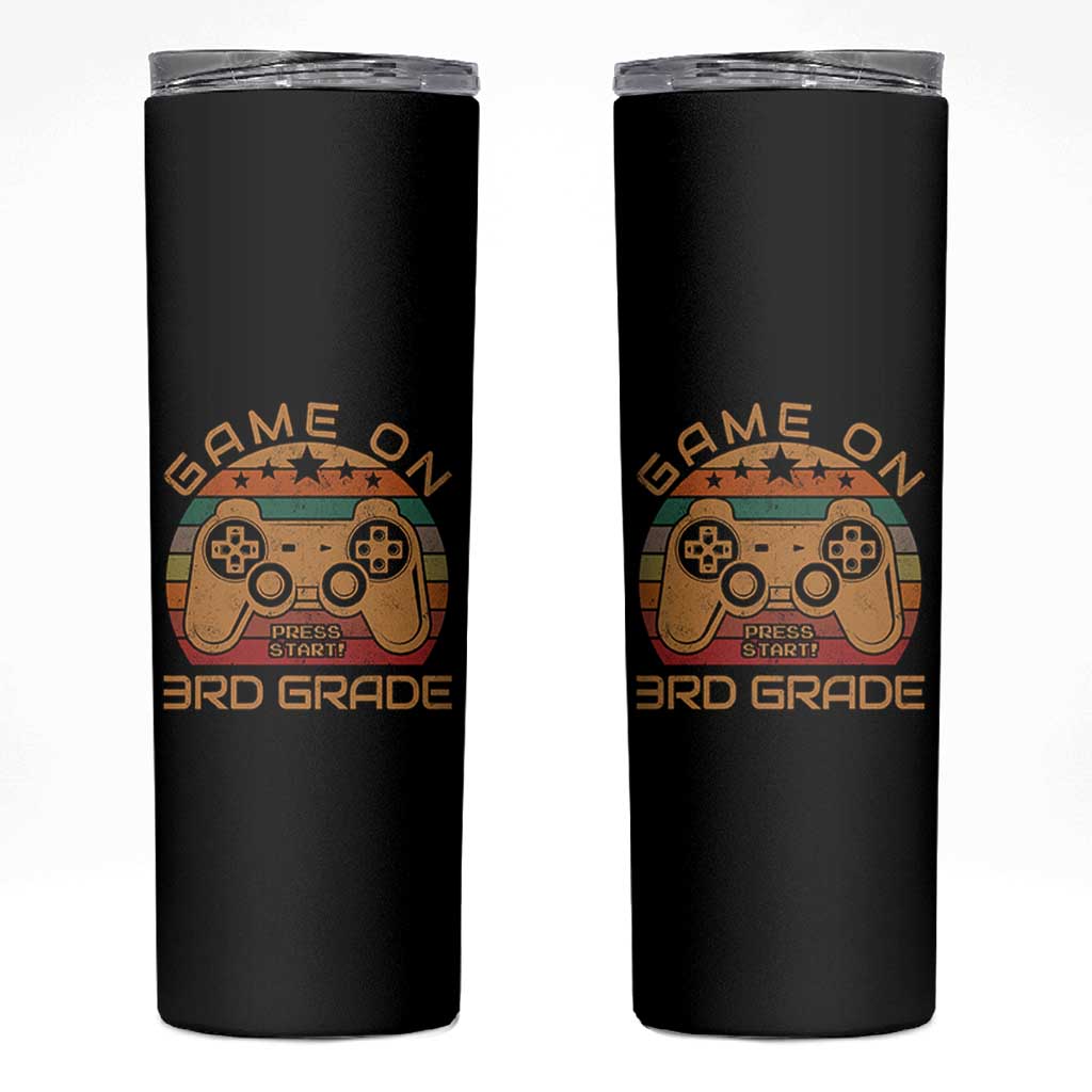 Game On First Day of 3rd Grade Skinny Tumbler Funny Gamer Back to School Kids Gift