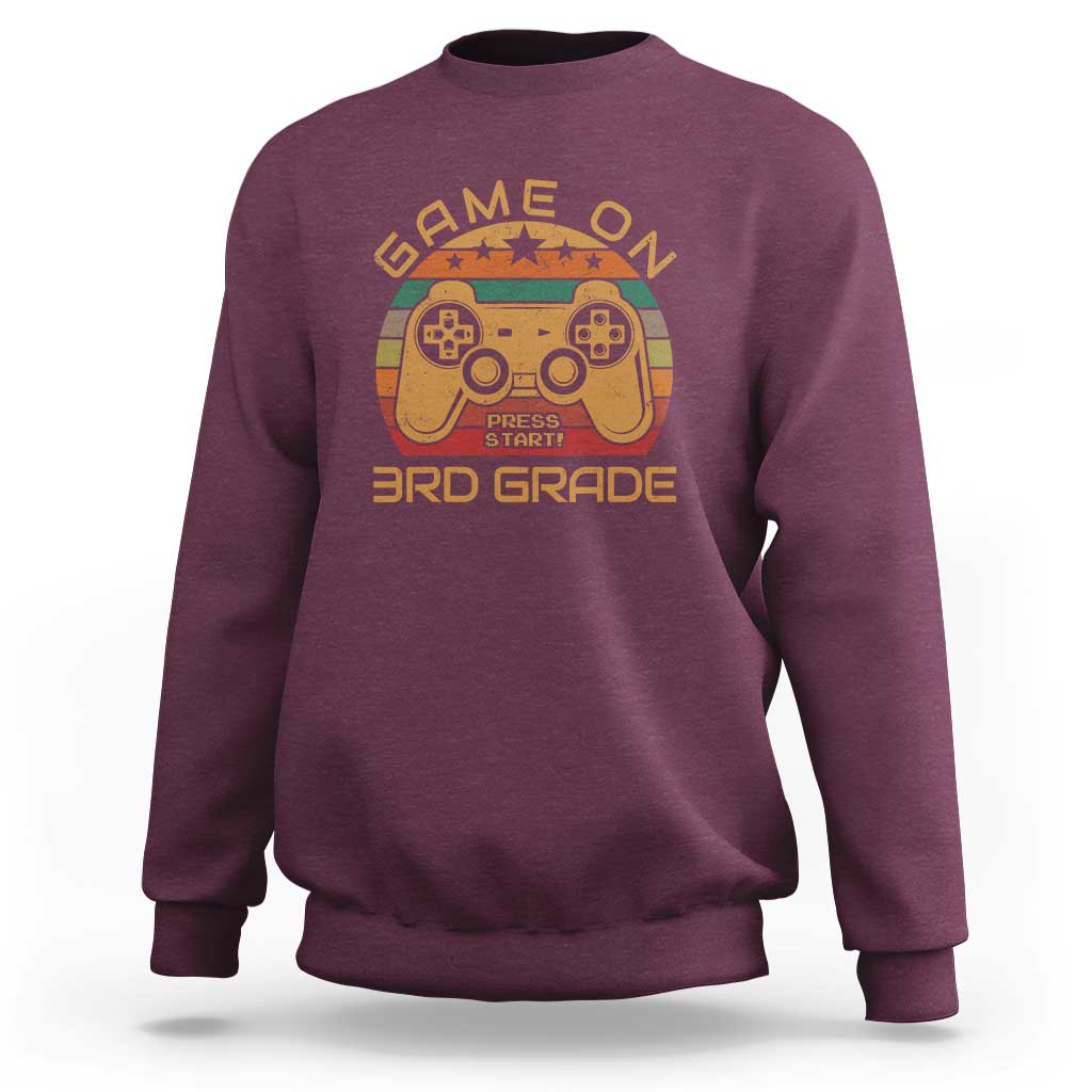 First Day of 3rd Grade Sweatshirt Game On Gamer Back to School Gift - Wonder Print Shop