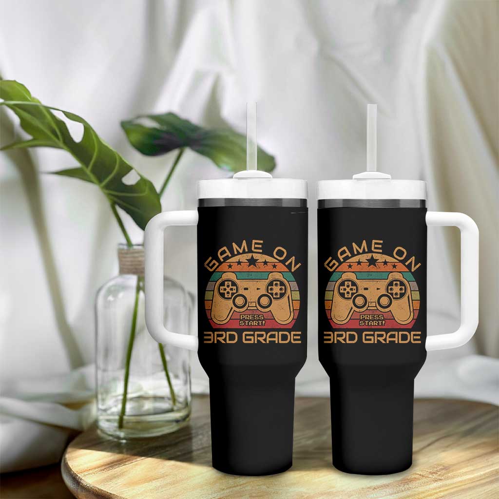 Game On First Day of 3rd Grade Tumbler With Handle Funny Gamer Back to School Kids Gift