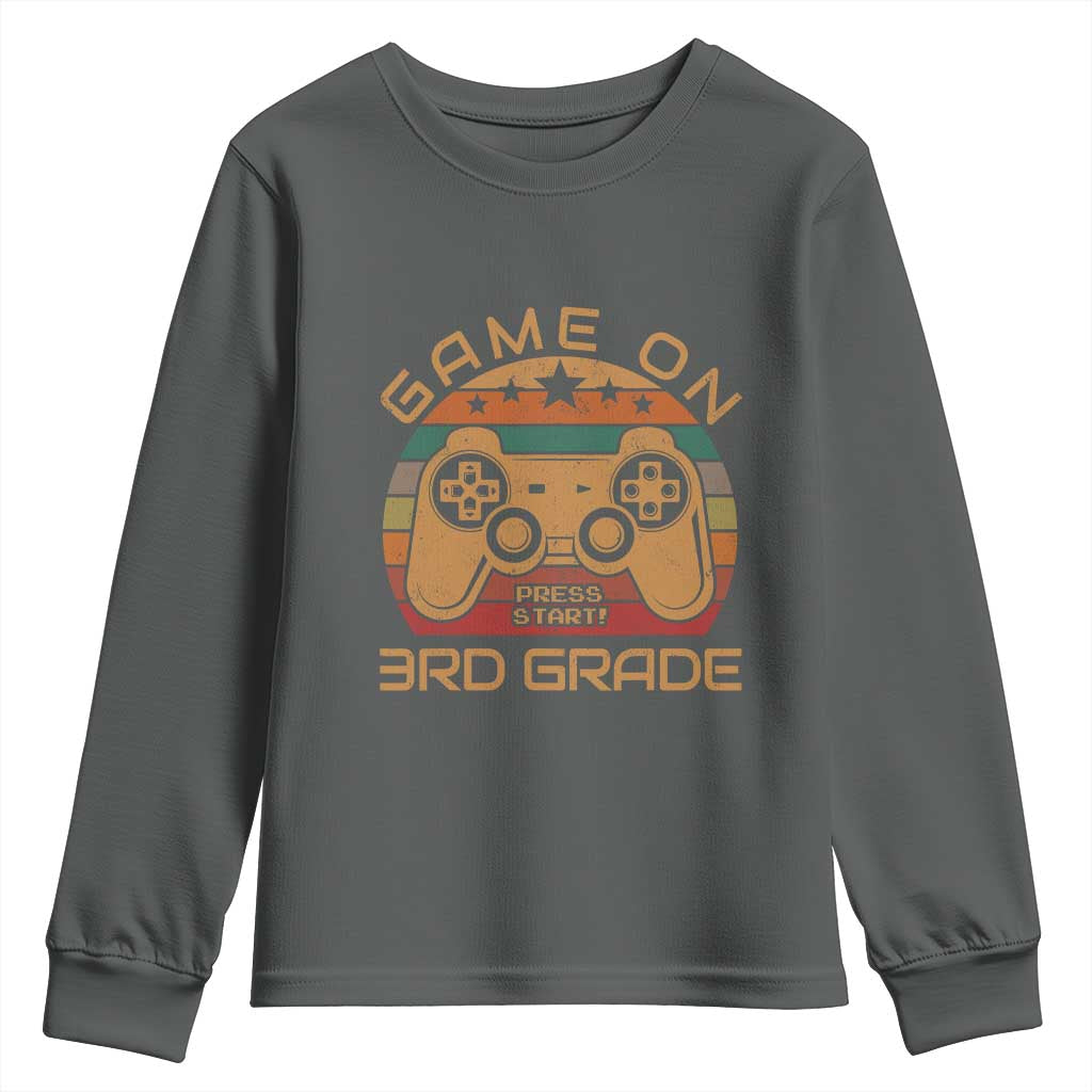 Game On First Day of 3rd Grade Youth Sweatshirt Funny Gamer Back to School Kids Gift