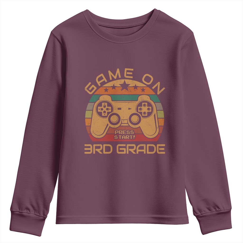 Game On First Day of 3rd Grade Youth Sweatshirt Funny Gamer Back to School Kids Gift