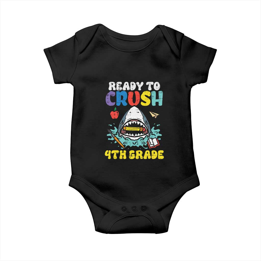 Shark Ready To Crush 4th Grade Baby Onesie Cool Boys First Day of School Gift