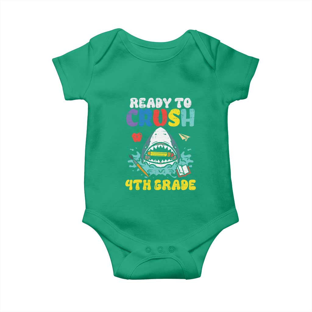 Shark Ready To Crush 4th Grade Baby Onesie Cool Boys First Day of School Gift