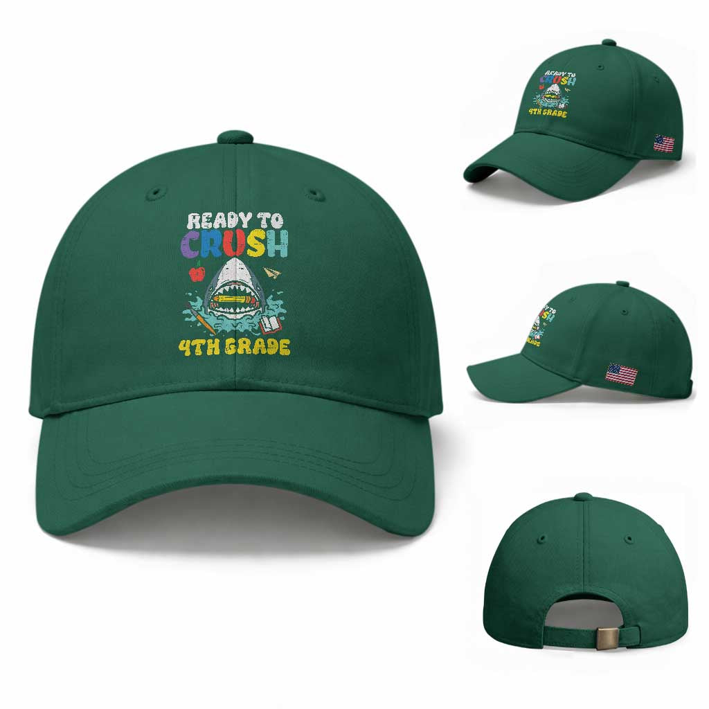 Shark Ready To Crush 4th Grade Baseball Cap Cool Boys First Day of School Gift
