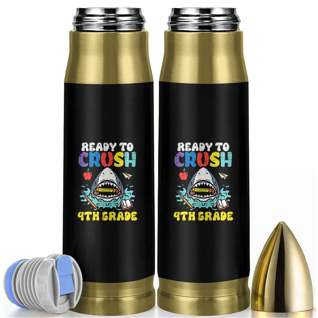 Shark Ready To Crush 4th Grade Bullet Tumbler Cool Boys First Day of School Gift