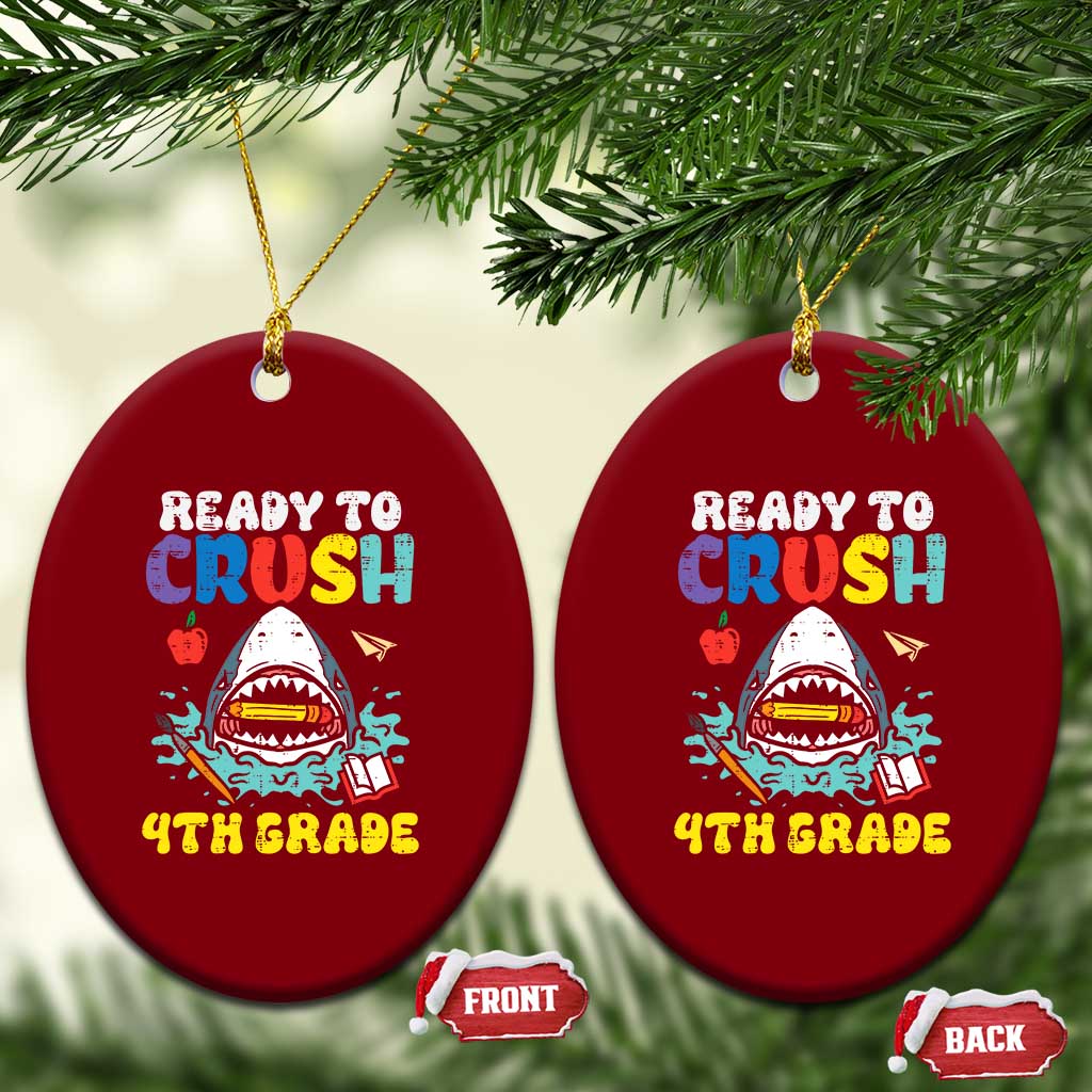 Shark Ready To Crush 4th Grade Ceramic Ornament Cool Boys First Day of School Gift