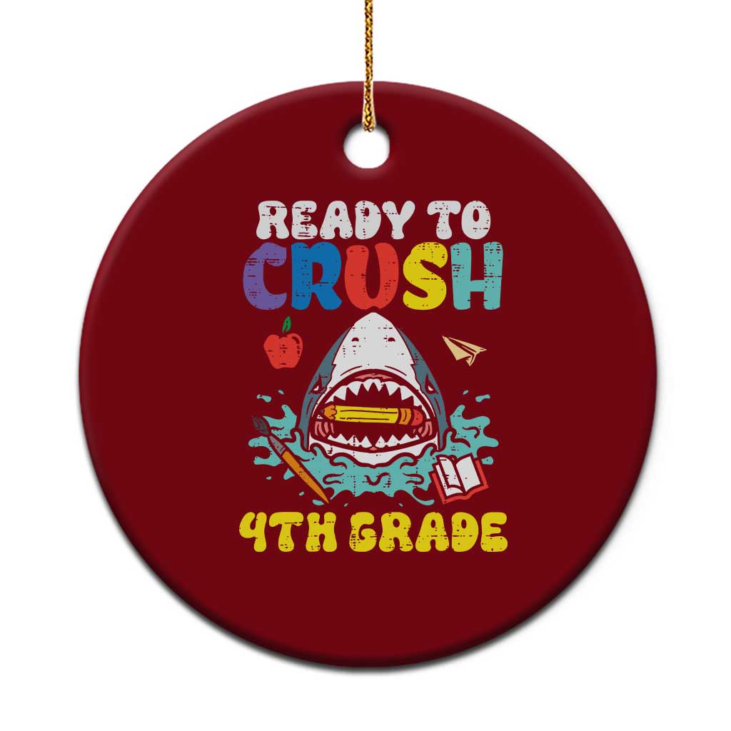 Shark Ready To Crush 4th Grade Ceramic Ornament Cool Boys First Day of School Gift