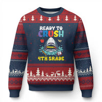 Shark Ready To Crush 4th Grade Ugly Christmas Sweater Cool Boys First Day of School Gift