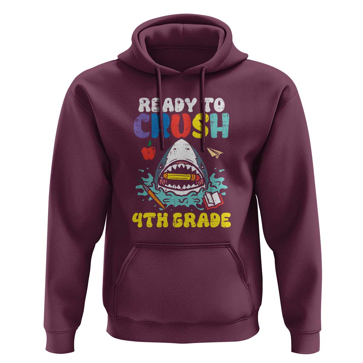 Shark Ready To Crush 4th Grade Hoodie First Day of School - Wonder Print Shop