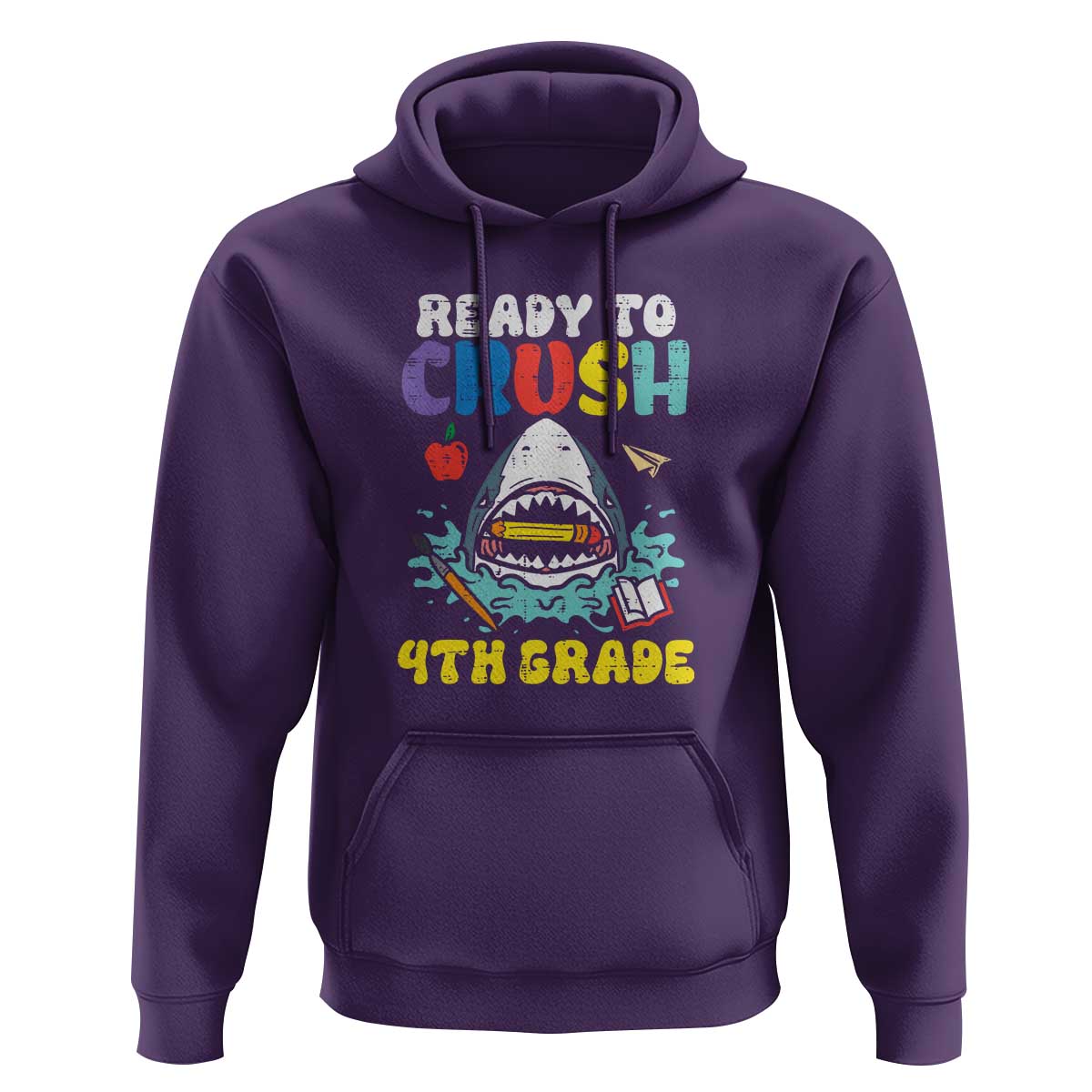 Shark Ready To Crush 4th Grade Hoodie First Day of School - Wonder Print Shop