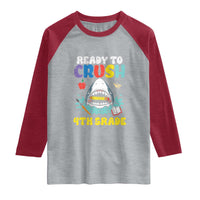 Shark Ready To Crush 4th Grade Raglan Shirt Cool Boys First Day of School Gift