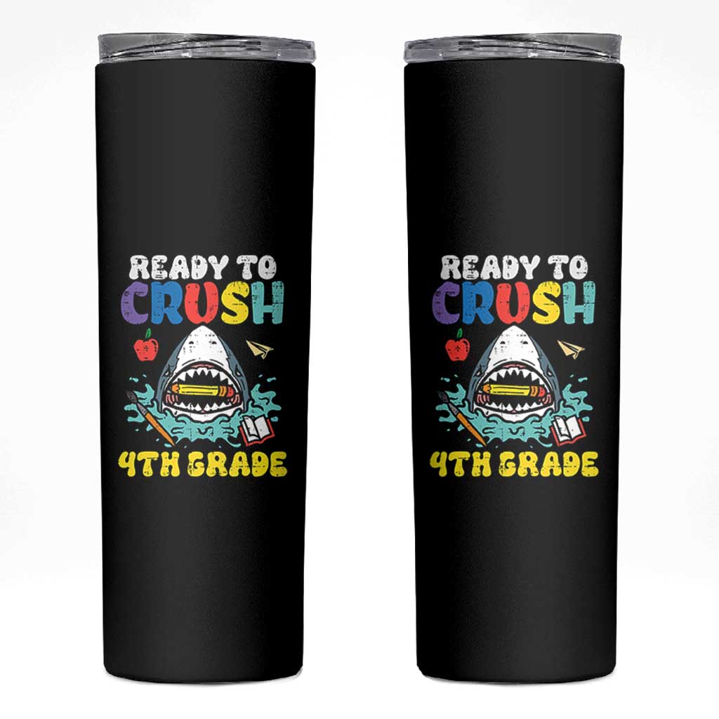 Shark Ready To Crush 4th Grade Skinny Tumbler Cool Boys First Day of School Gift