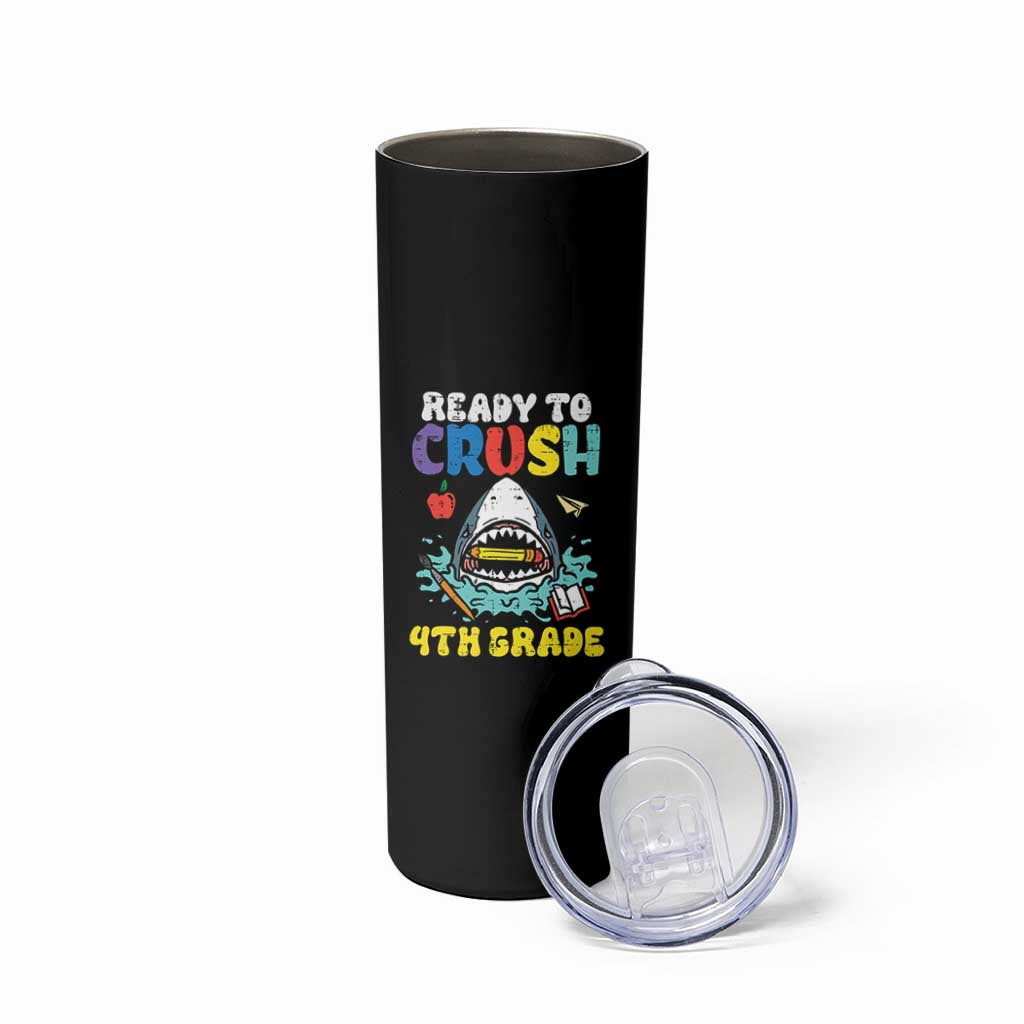 Shark Ready To Crush 4th Grade Skinny Tumbler Cool Boys First Day of School Gift