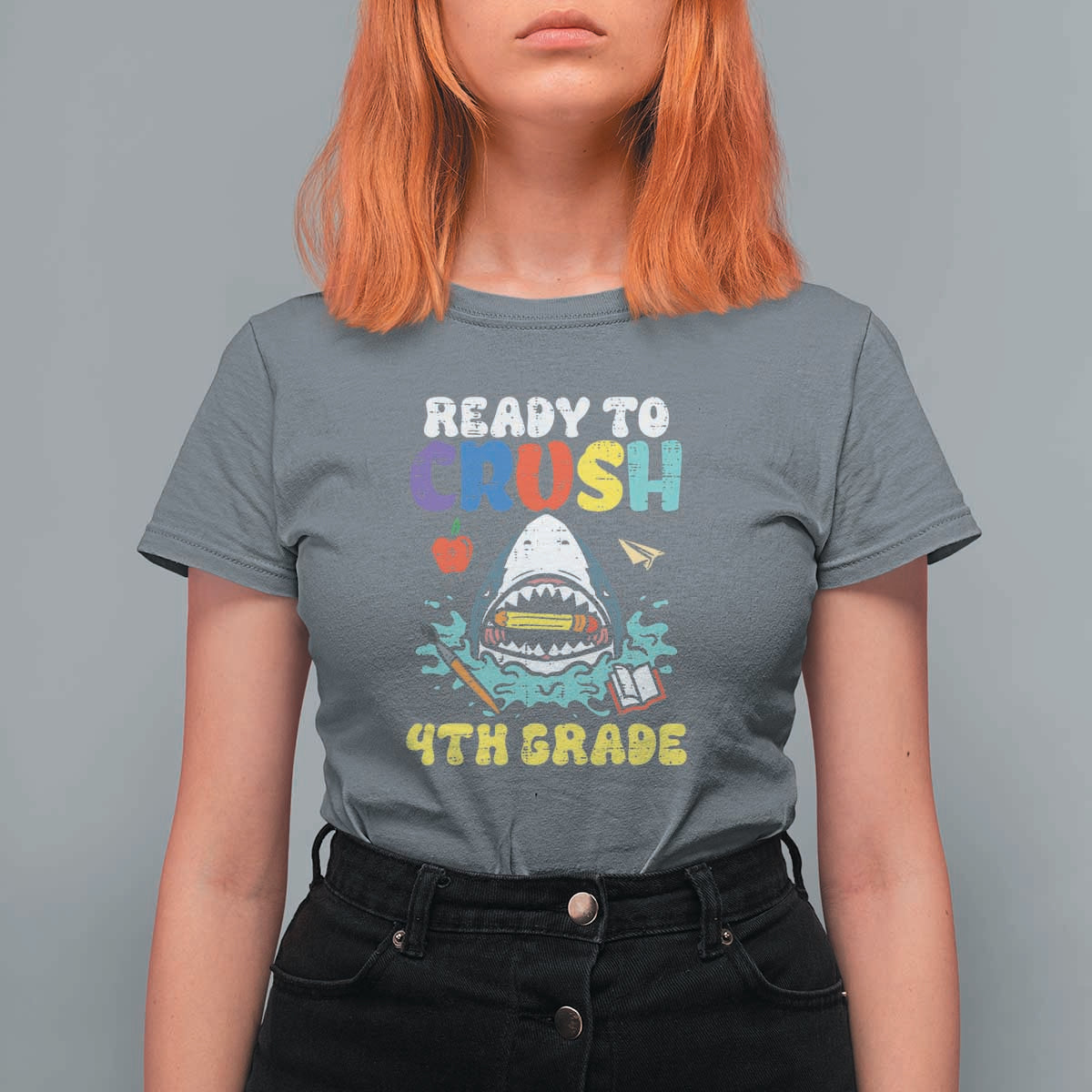 Shark Ready To Crush 4th Grade T Shirt For Women First Day of School