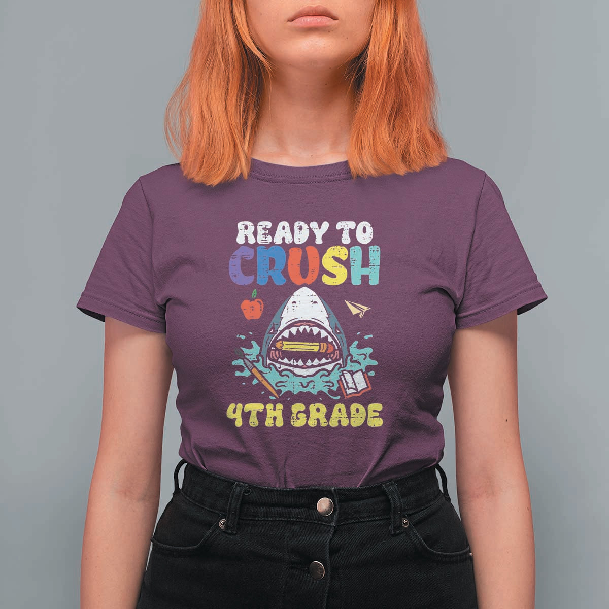 Shark Ready To Crush 4th Grade T Shirt For Women First Day of School