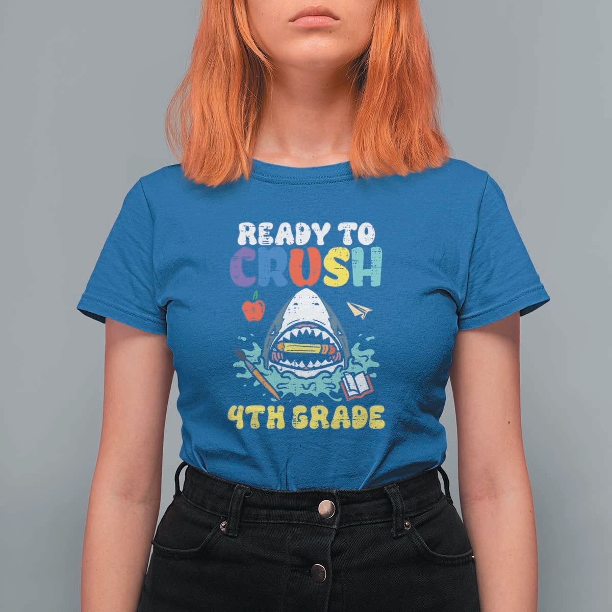 Shark Ready To Crush 4th Grade T Shirt For Women First Day of School