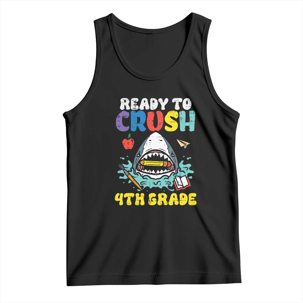 Shark Ready To Crush 4th Grade Tank Top Cool Boys First Day of School Gift