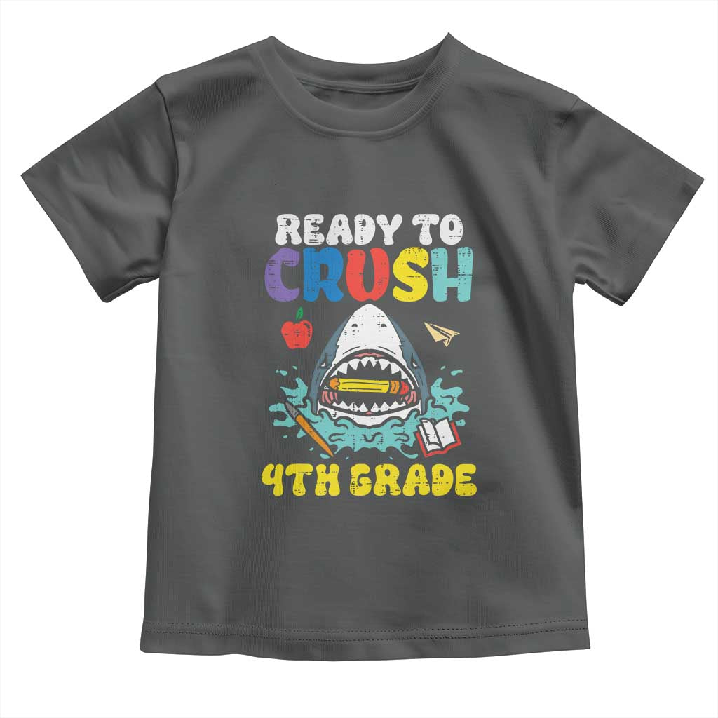 Shark Ready To Crush 4th Grade Toddler T Shirt Cool Boys First Day of School Gift