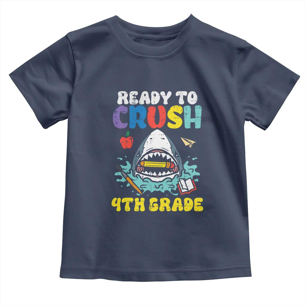 Shark Ready To Crush 4th Grade Toddler T Shirt Cool Boys First Day of School Gift