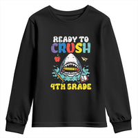 Shark Ready To Crush 4th Grade Youth Sweatshirt Cool Boys First Day of School Gift