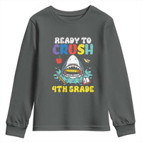 Shark Ready To Crush 4th Grade Youth Sweatshirt Cool Boys First Day of School Gift