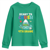 Shark Ready To Crush 4th Grade Youth Sweatshirt Cool Boys First Day of School Gift
