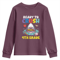 Shark Ready To Crush 4th Grade Youth Sweatshirt Cool Boys First Day of School Gift