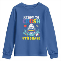 Shark Ready To Crush 4th Grade Youth Sweatshirt Cool Boys First Day of School Gift