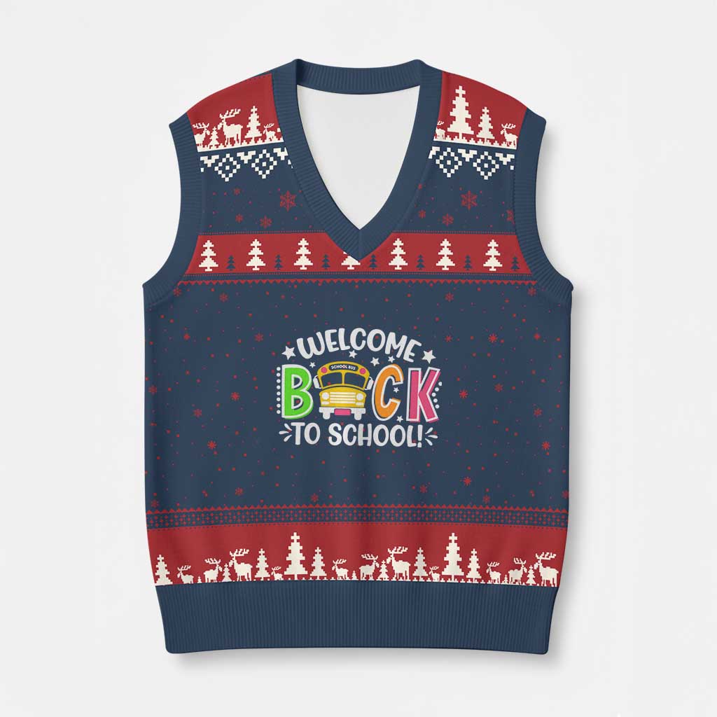 Welcome Back to School Bus Driver V-Neck Knit Sweater Vest First Day for School Gifts