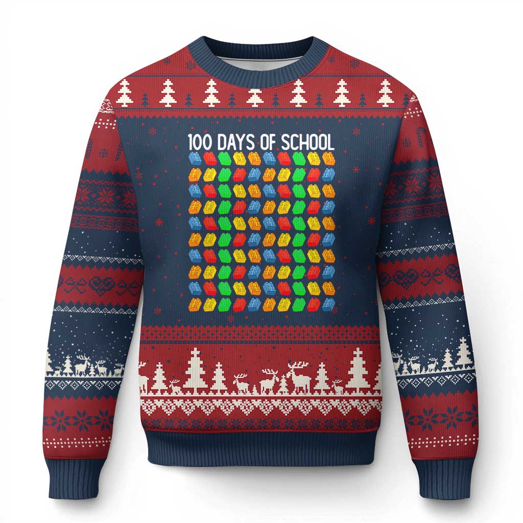 Master Builder 100 Days of School Ugly Christmas Sweater Funny Toy Building Blocks Gift