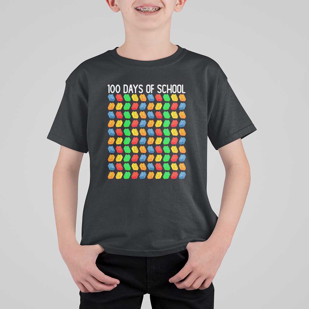Funny 100 Days of School T Shirt For Kid Master Builder Building Blocks