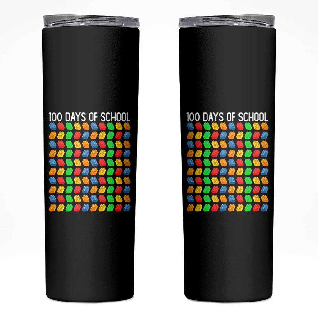 Master Builder 100 Days of School Skinny Tumbler Funny Toy Building Blocks Gift