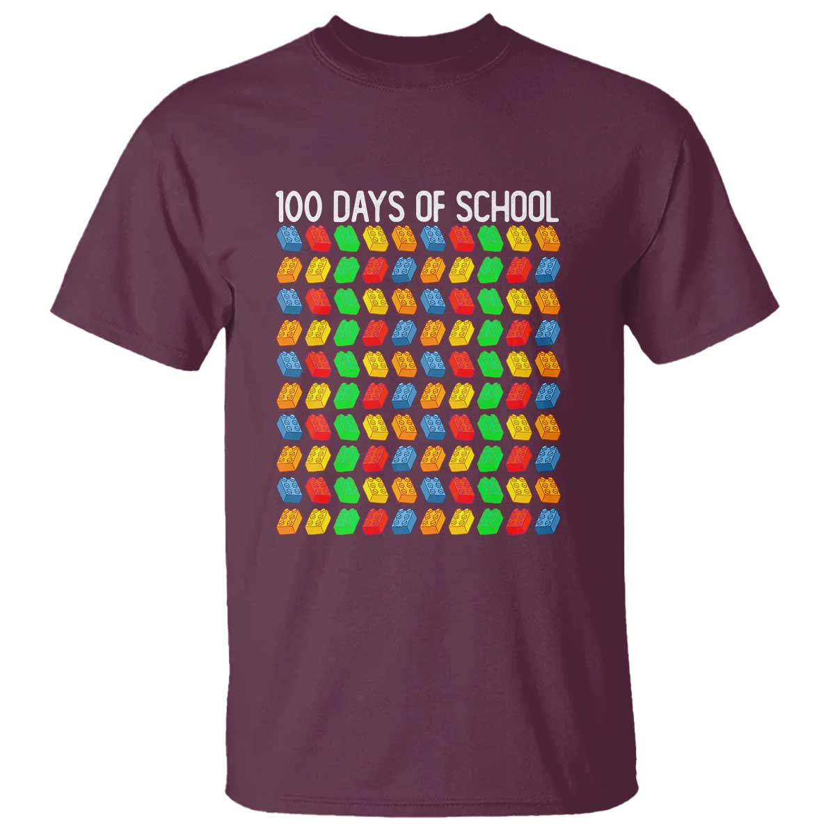Funny 100 Days of School T Shirt Master Builder Building Blocks - Wonder Print Shop