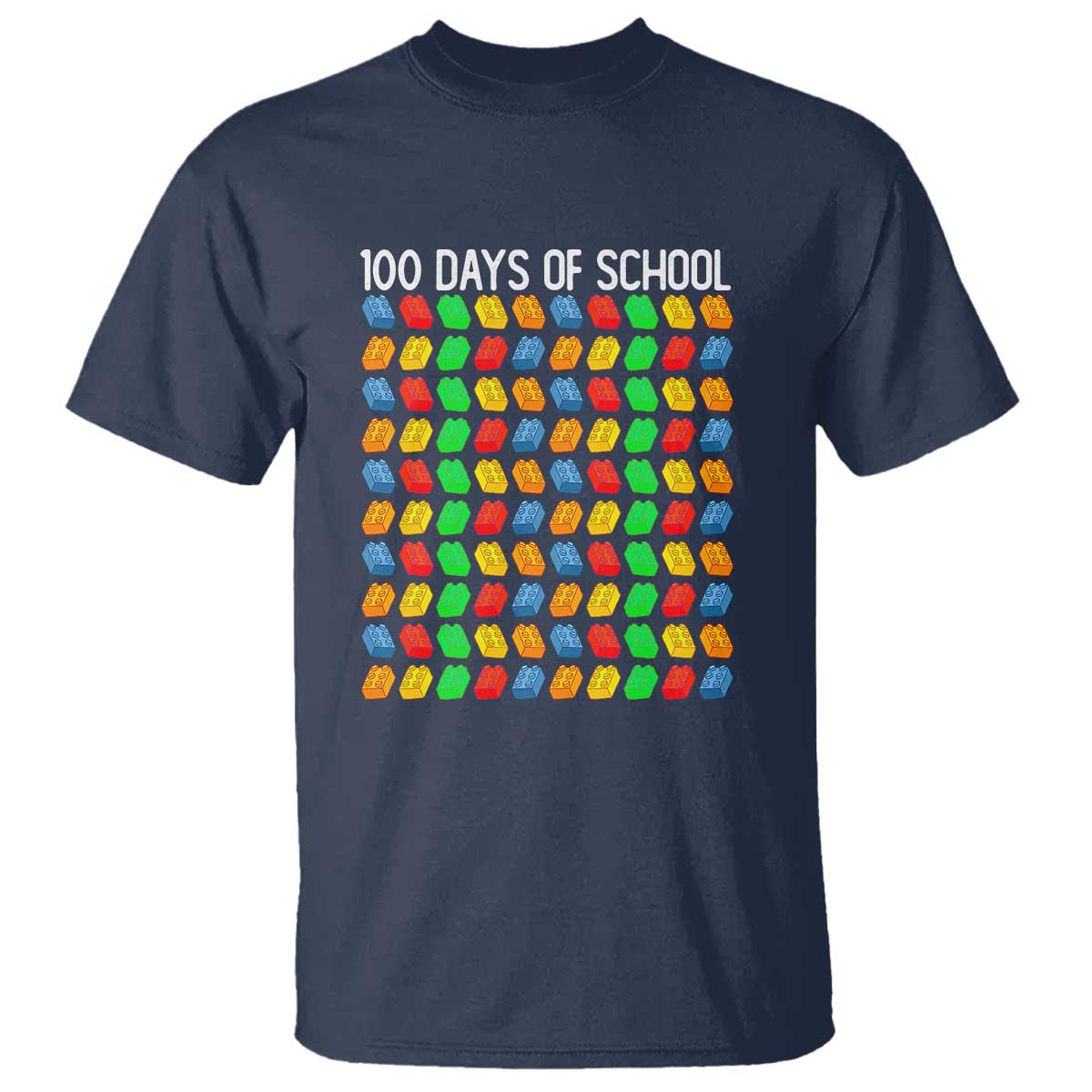 Funny 100 Days of School T Shirt Master Builder Building Blocks - Wonder Print Shop