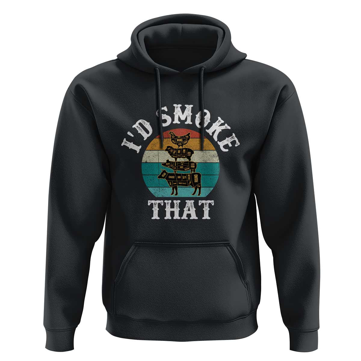 Funny Retro BBQ Party Smoker Chef Dad Gift - I'd Smoke That Hoodie - Wonder Print Shop