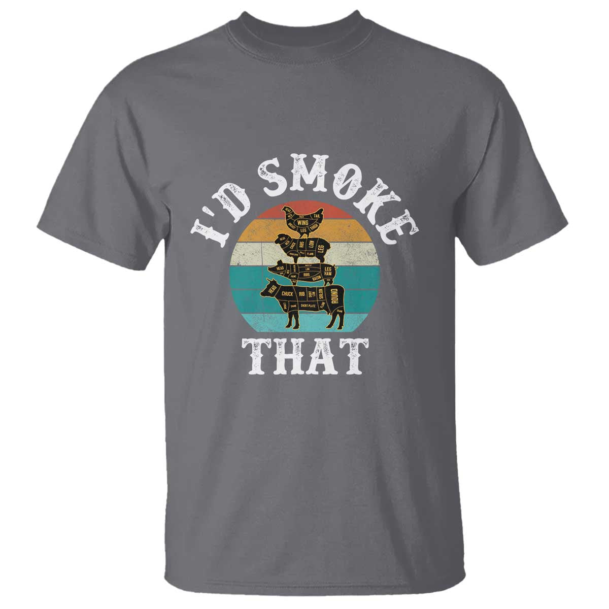 Funny Retro BBQ Party Smoker Chef Dad Gift - I'd Smoke That T Shirt - Wonder Print Shop