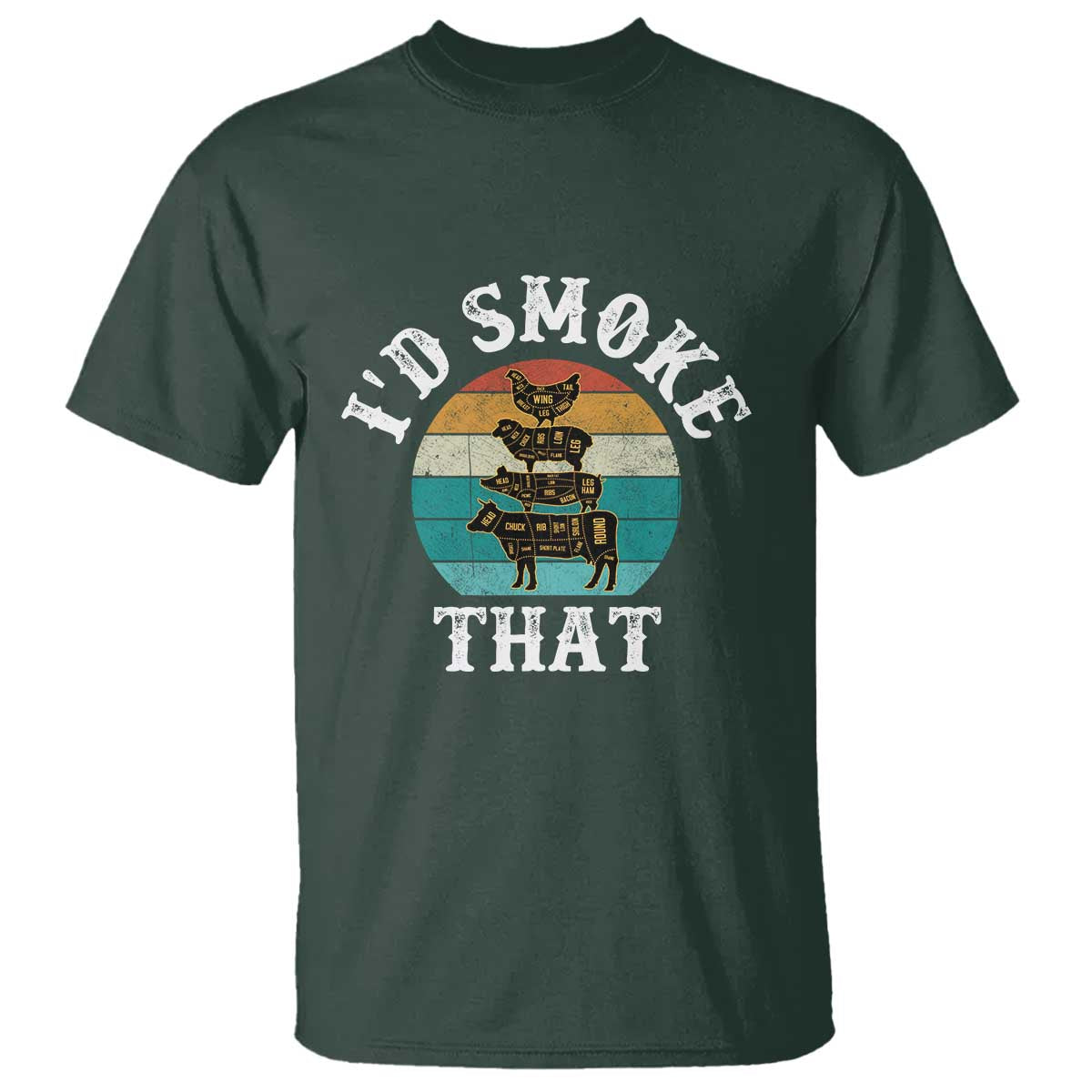 Funny Retro BBQ Party Smoker Chef Dad Gift - I'd Smoke That T Shirt - Wonder Print Shop