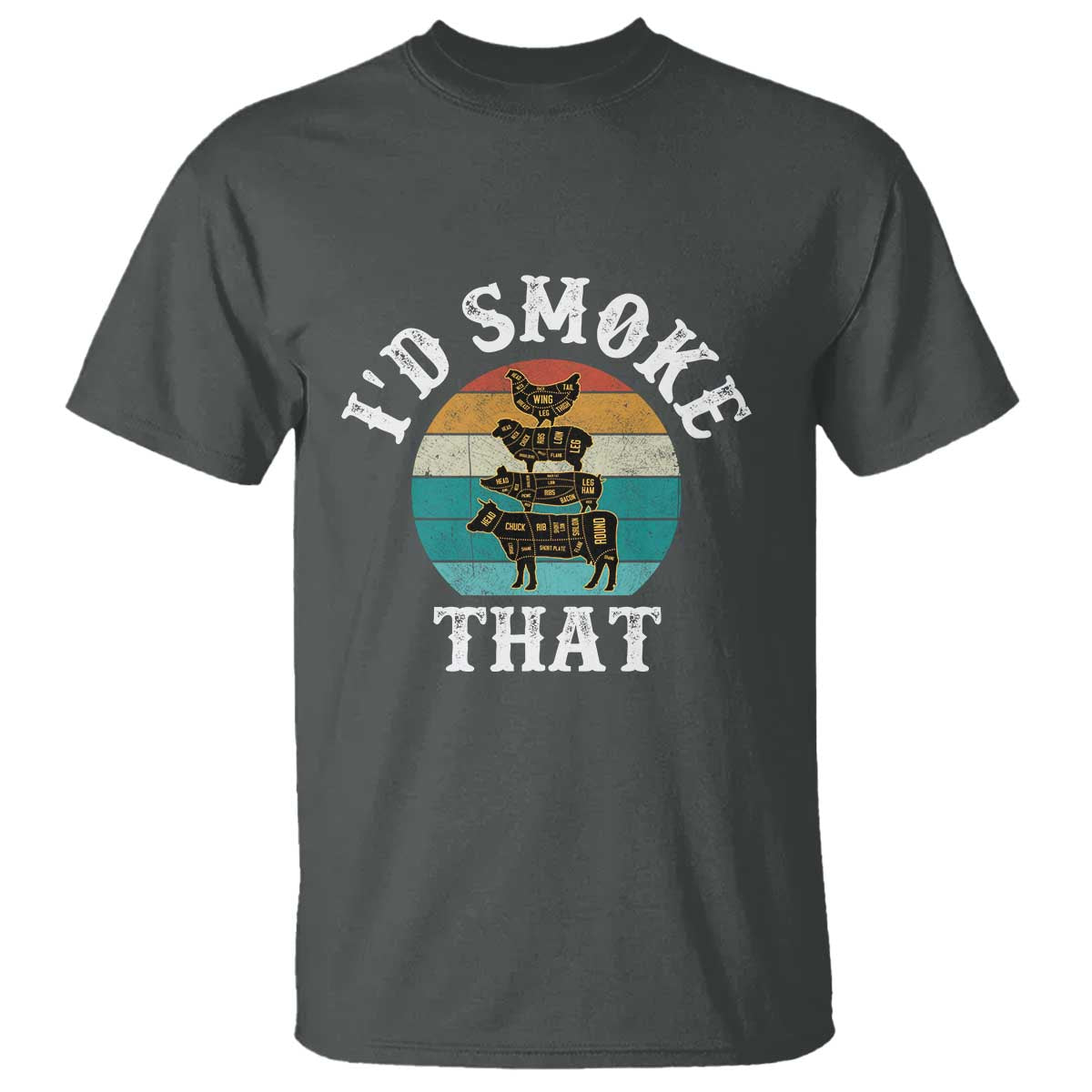Funny Retro BBQ Party Smoker Chef Dad Gift - I'd Smoke That T Shirt - Wonder Print Shop