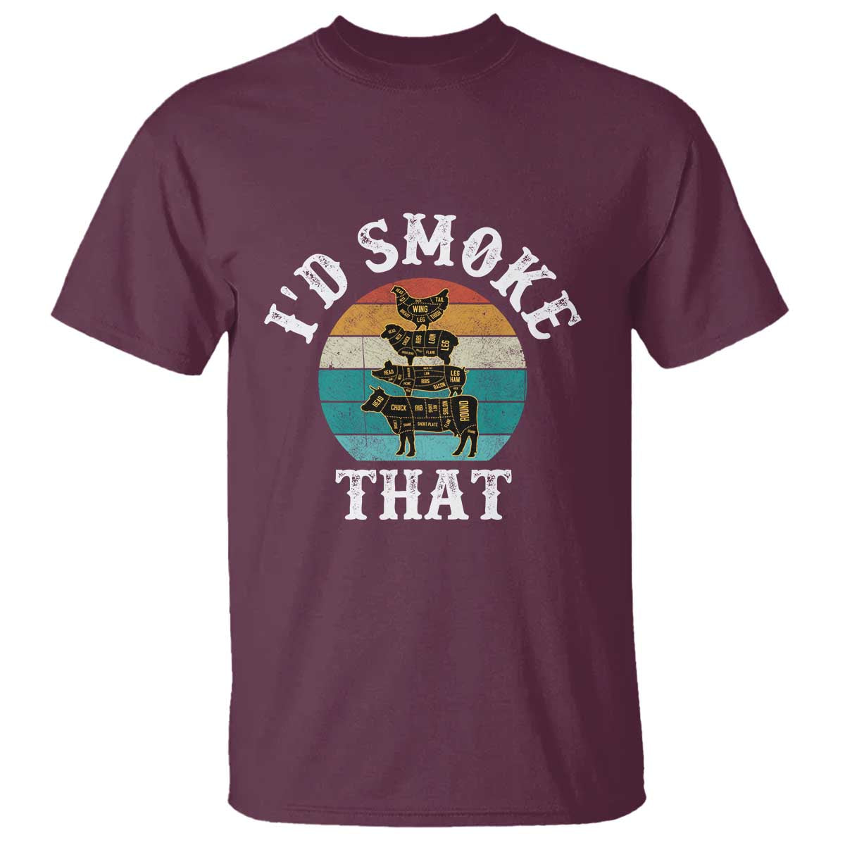 Funny Retro BBQ Party Smoker Chef Dad Gift - I'd Smoke That T Shirt - Wonder Print Shop