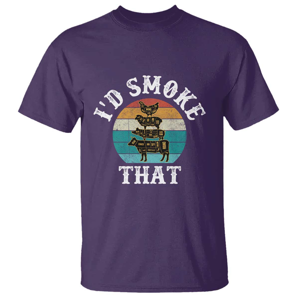 Funny Retro BBQ Party Smoker Chef Dad Gift - I'd Smoke That T Shirt - Wonder Print Shop