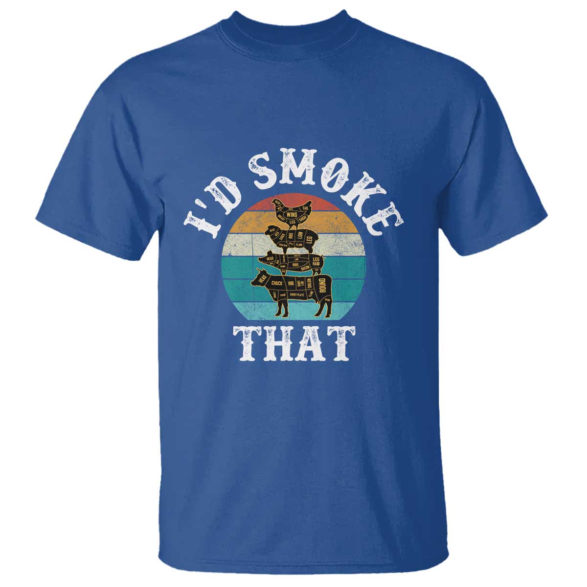 Funny Retro BBQ Party Smoker Chef Dad Gift - I'd Smoke That T Shirt - Wonder Print Shop