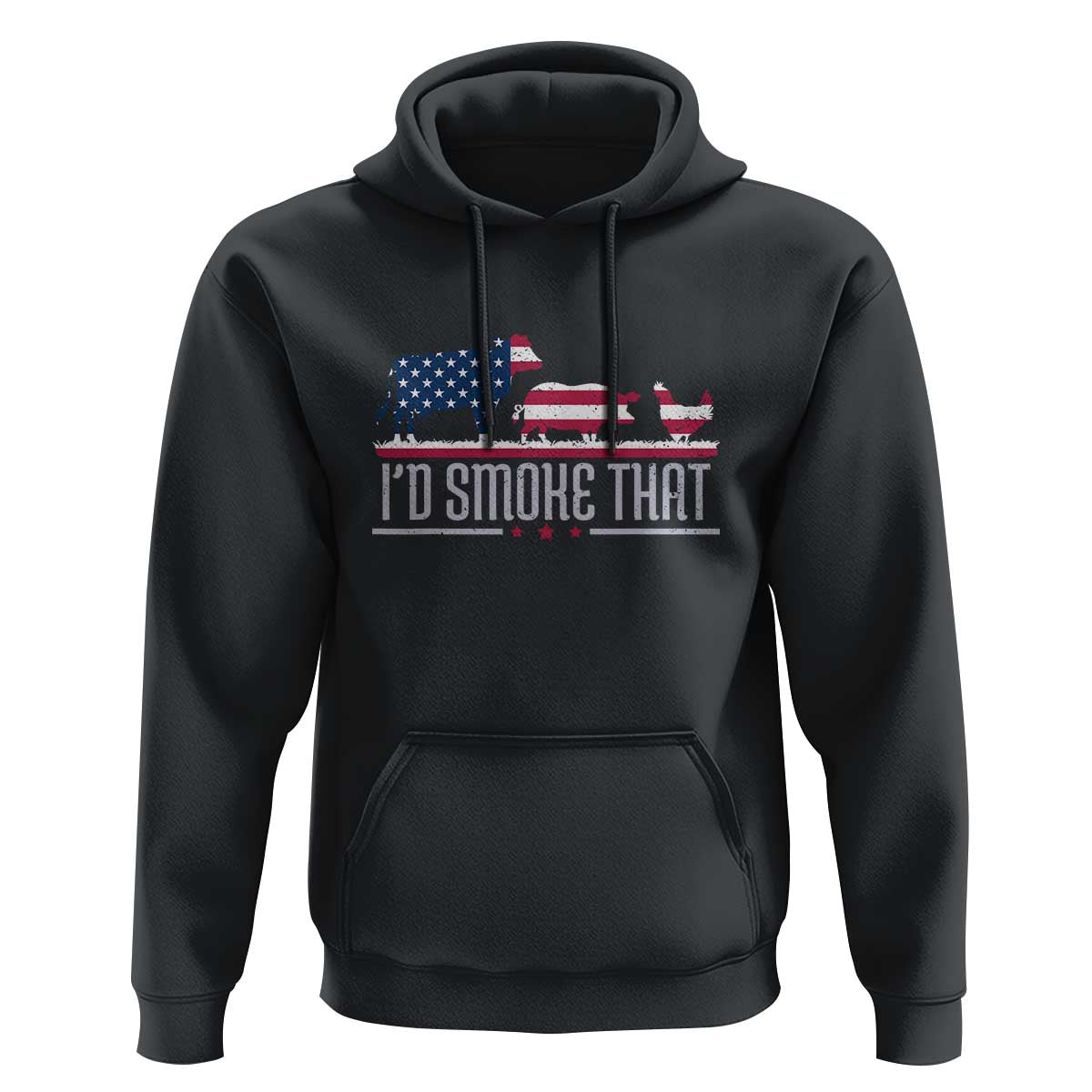 4th July I'd Smoke That Patriot BBQ Barbeque Cook Chef Hoodie - Wonder Print Shop