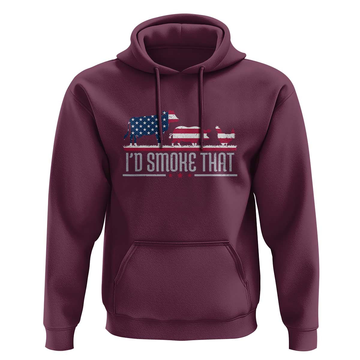 4th July I'd Smoke That Patriot BBQ Barbeque Cook Chef Hoodie - Wonder Print Shop