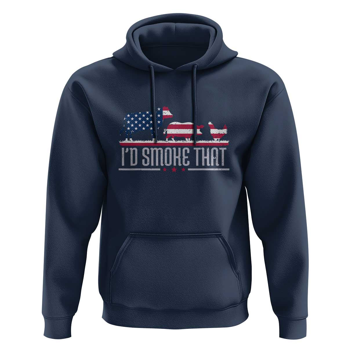 4th July I'd Smoke That Patriot BBQ Barbeque Cook Chef Hoodie - Wonder Print Shop